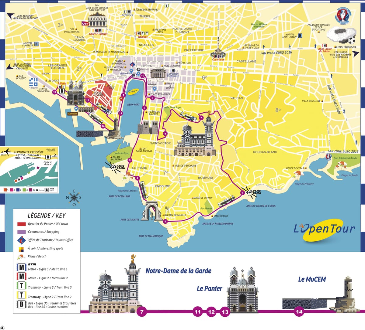 Marseille hop na hop sa autobusnu rutu mapu