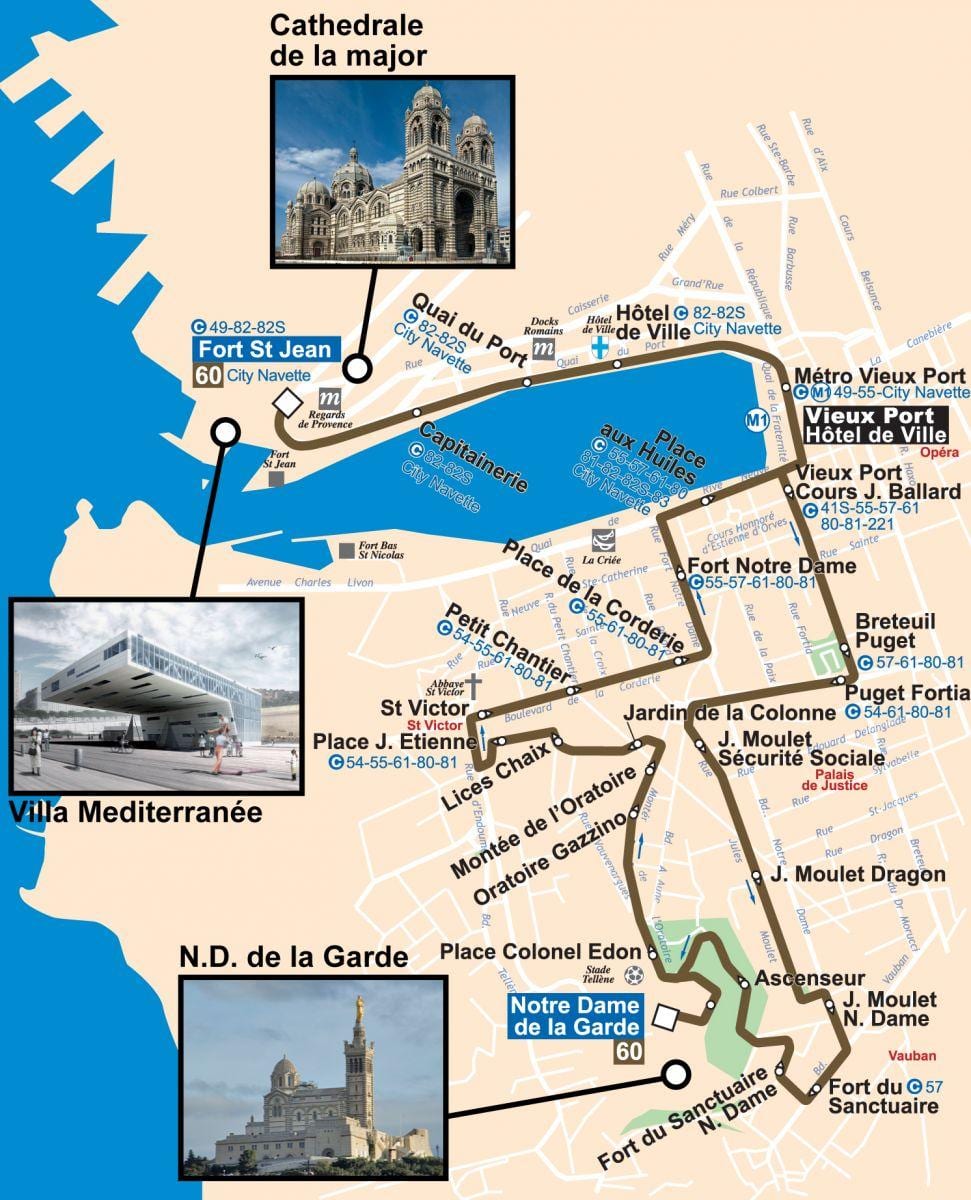 mapa Marseille autobus 60 mapu