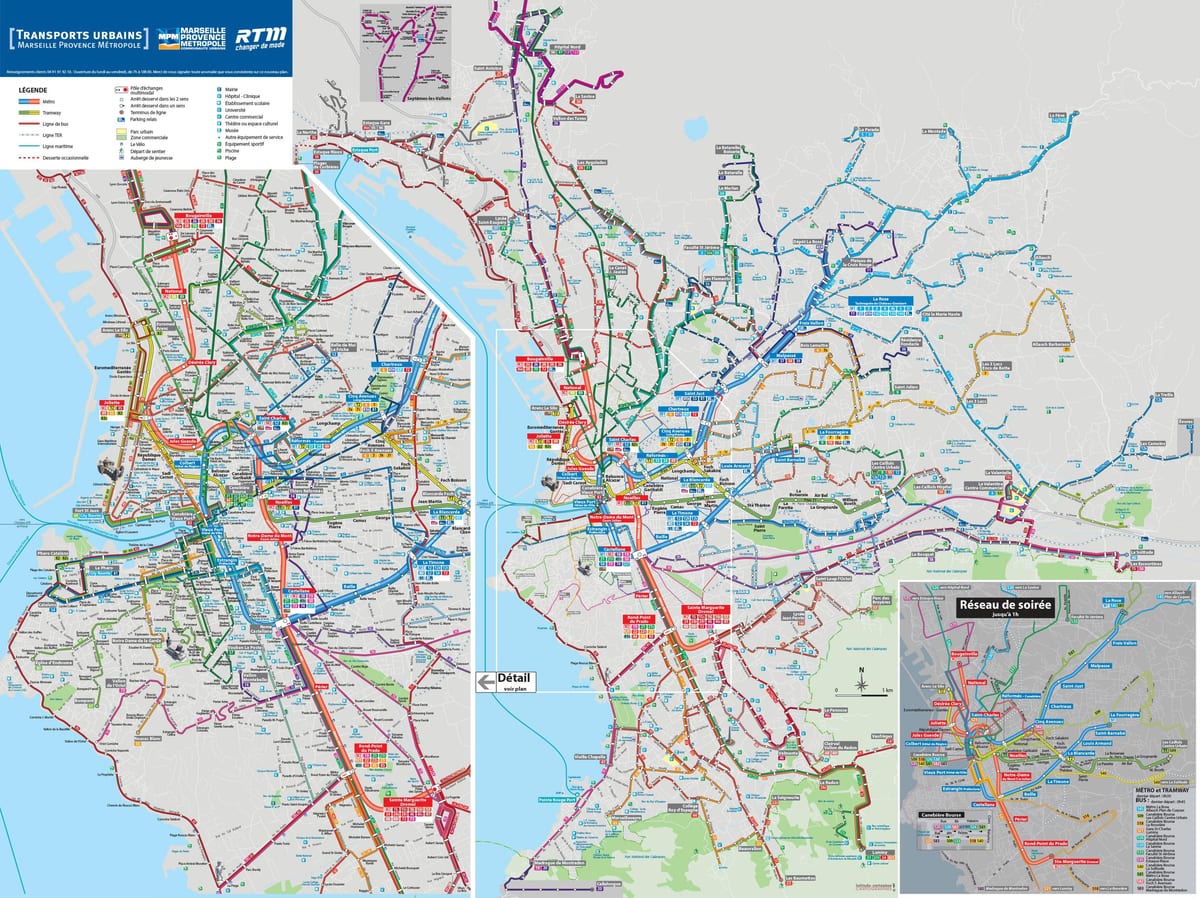 Marseille autobusnu rutu mapu