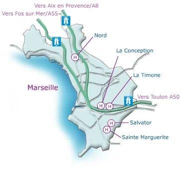 mapa Marseille bolnici