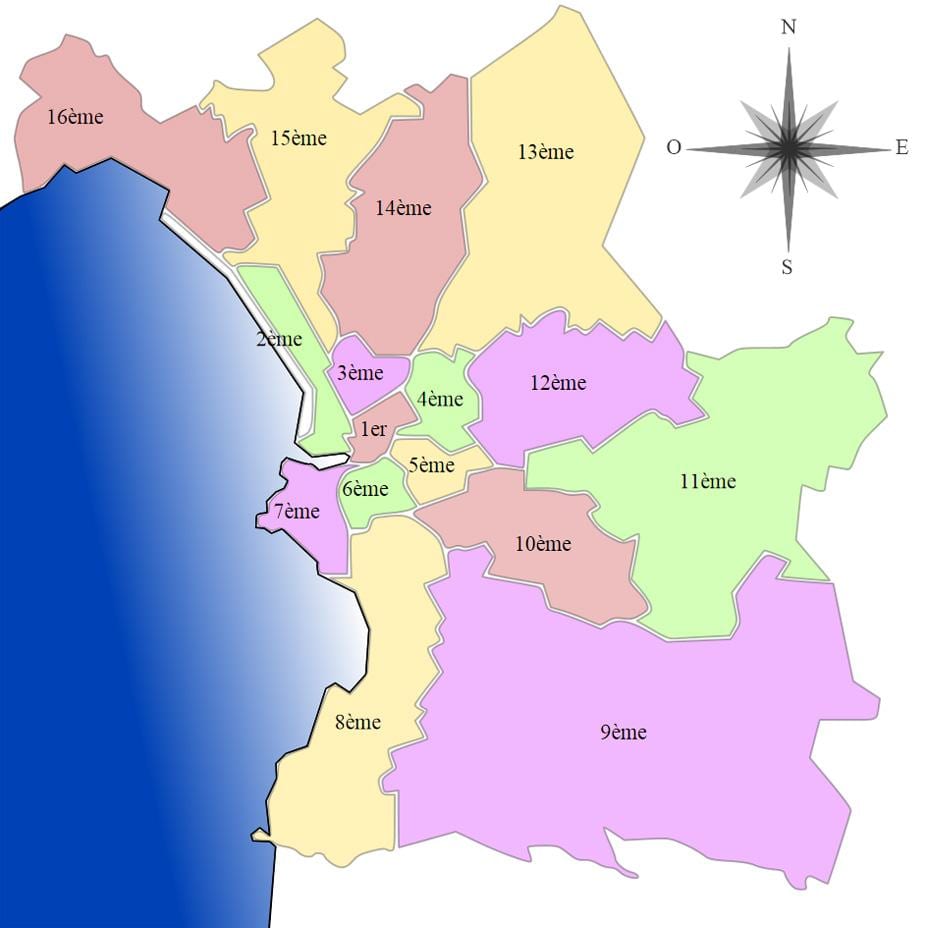 mapa Marseille okrug