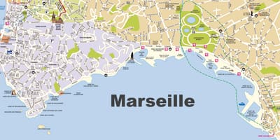 Marseille plaže mapu